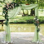 VOK Wedding Arch Draping Fabric Chiffon Fabric, 29in x 18Ft Sheer Chiffon Outdoor Curtain for Wedding Ceremony Birthday Party Decoration (Sage Green,1 Panel)