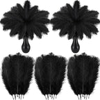 Crowye 100 Pcs Ostrich Feathers Bulk for Centerpieces Craft Ostrich Feathers for Vase Wedding Masquerade Party Home Costume Decorations (8-10 Inch,Black)