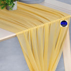 MDS 25 Pack 10ft Chiffon Table Runner 29 x 120 Inches Sheer Wedding Runner Romantic Rustic Table Runner for Wedding Decorations, Birthday Parties, Bridal Shower Party Arch Decor - Gold