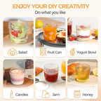 ComSaf Wide Mouth 8 oz Mason Jars with Lids, 6 Pcs Small Mason Containers, Canning Jars, 8oz Glass Jar with Lid, Canning Jars for Jams, Jelly, Sauces, Desserts, chia pudding, Pickle, Gift