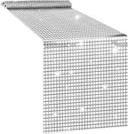 12 x 72 Inches Glitter Disco Table Runner - Retro 70s 80s Theme Decor - Silver Sequin - Bachelorette & Wedding Party Supplies
