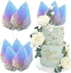 Ephlyn 6Pcs Paper Palm Leaves Fan Cake Toppers Palm Leaf Fan Cake Picks Craft DIY Fan Cupcake Toppers Palm Spear Leaves Cake Decorations for Baby Shower Wedding Birthday Party Decor Supplies Colorful