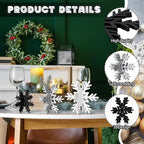Bucherry 12 Pcs Wooden Snowflake Table Decor 3D Snowflake Tabletop Signs and Centerpiece for Christmas Xmas Winter Wonderland Decorations Home Party(White, Gray, Black)