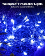 Fairy Lights Battery Operated, Twinkle String Lights Waterproof Silver Wire 5 Feet 60 Led Firecracker Starry Lights for DIY Wreath Home Wedding Party Bedroom Mason Jar Holiday Christmas, Blue