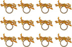 Napkin Rings Set of 12 for Dining Table Decoration Parties Everyday Metal Napkin Holder Leaf Gold (Pack of 12)