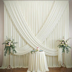 60×12ft Wrinkle Free Ivory Backdrop Curtain for Wedding Parties, 12 Panels 5×12ft Long Soft Silky Polyester Backdrop Drapes Cream Photo Back Drop Curtains for Party Photography Background Cloth