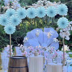 Blue Graduation Party Decor,Baby Blue Party Decorations,Christmas Baby Shower Decorations,Under The Sea Decorations,Blue Bachelorette Party 8in Hanging Paper Fans 30 Color DIY Set (Light Blue)