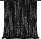 Black Sequin Backdrop Curtain 7ft x 7ft Glitter Photo Booth Backdrop for Wedding Birthday Baby Shower Event Decorations