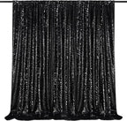 Black Backdrop for Halloween Decorations: Sequin Photo Curtains 10ft x 10ft Glitter Fabric for Wedding Party Baby Shower