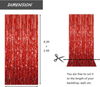 Red Foil Fringe Curtain 3.3×8.3FT 2 Packs, Metallic Tinsel Curtains Party Streamers for Birthday Graduation Baby Shower Decoration (2pcs,3.3FT×8.3FT, Red)