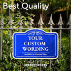 Custom Decorative Outdoor Metal Signs, Personalized Aluminum Signs, Customized Driveway Signs, Waterproof Signs Made In USA, Design 1 Blue Steel 36x24 In