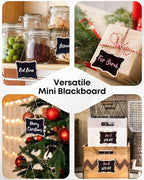 Uniclife 24 Pack Mini Chalkboard Signs for Food, Small Chalkboard Signs with Strings Chalk Markers & Replacement Stickers, Hanging Chalkboards Sign Reusable Wooden Food Labels for Party Buffet Wedding