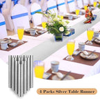 4 Packs Glitter Disco Party Table Runner 12 x 108 Inches Mirror Silver Foil Decor for 70s 80s Disco Party Decorations Birthday Home Table Decorations