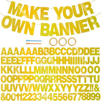 BEISHIDA Double-Sided Gold 116 PCS DIY Letter Banner Kit Make Your Own Banner,Including 111 Letters and Numbers 3 Rope and 9 Threading Device,Customized for Birthday Graduation Wedding Decor