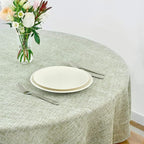 maxmill Flaxy Faux Linen Tablecloth with 2-Tone Slubby Texture Wrinkle Resistant Anti-Shrink Soft Table Cloth for Kitchen Dining Restaurant Tabletop for Event Holiday Dinner Round 70 Inch Sage