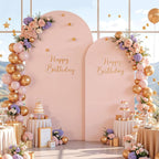 7.2FT 6FT Arch Backdrop Cover for Wedding, Set of 2 Stretchy Spandex Fitted Arch Stand Cover for Baby Shower, Birthday Party Decor, Chiara Backdrop Cover with Double-Sided Design(Dusty Pink)