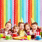Rainbow Red-Orange Green-Blue Purple Streamers Garland - 12pcs Colorful Theme Party-Decorations,4-Leaf Clover Paper Streamer Banner,Boy Girl Kids Birthday Supplies,Baby Shower Wedding Decor Ouruola