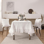 patdrea Vintage Ruffle Tablecloth for Square Tables,Farmhouse Embroidered Cotton White Lace Table Cloth Cover Decor for Dining Room Wedding Banquet Thanksgiving Christmas,67"*67"