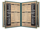 Goodsmart Pajco Style Restaurant Menu Covers – Pack of 10, Side-Loading Menu Holders, Single Stitched Edge, Clear Vinyl Menu Sleeves, Leatherette Trim, Gold Corners, Green, 6 View (8.5" x 11")