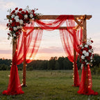 Wedding Arch Draping Fabric 29" x 18 FT Red Sheer Chiffon Outdoor Curtain Drapes for Wedding Birthday Party Ceremony Decor(2 Panels, Red)