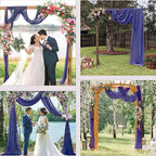 Wedding Arch Draping Fabric, 1 Panel 6 Yards Wedding Backdrop Curtains for Ceremony Navy Blue Sheer Fabric Curtains for Party Ceremony Arch Stage Decorations（1 Panel）, Navy Blue