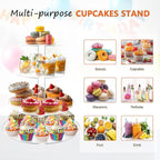 Cupcake Stand, 4 Tier Cupcake Stand for 50 Cupcakes, Round Tiered Cupcake Tower, Clear Acrylic Cupcake Holder, Dessert Stands for Party, Wedding, Birthday, Baby Shower, Halloween