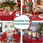 Hiasan 2 Pieces Red Tablecloth Rectangle - Wateproof and Spillproof Kitchen Christmas Washable Polyester Table Cloth for Dining Room, 54 x 80 Inch