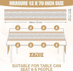 Xinnun 6 Pack Burlap Table Runner with LED String Lights, Modern Rustic Lace Natural Vintage Boho Jute Wedding Table Decor for Farmhouse Thanksgiving Christmas(Thanksgiving Harvest Style,12x70 Inches)