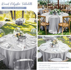 12 Pack Round Tablecloth 90 Inch - Light Grey Polyester TableCloth for Round Table, Premium Light Grey Tableclothes Washable Fabric Table Cover for Wedding Party Banquet Restaurant Reception Dining