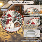 Round Christmas Metal Signs Vintage Snowman and Red Birds Tin Sign Metal Poster Christmas Snowman Sign for Bedroom Farmhouse Garage Wall Decor 8 * 8 in