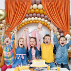 10 x 7 Feet Orange Backdrop Curtain for Partie, Background Curtains for Photoshoot, Birthday, Wedding, Halloween, Thanksgiving, Christmas Day, New Year Party Decorations 5Ft x 7Ft, 2 Panels