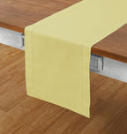 Solino Home Yellow Table Runner 36 Inches - Cotton Linen Hemstitch Coffee Table Runner 14 x 36 Inch Ideal for Dresser Tables