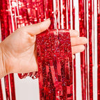 Foil Fringe Curtain 4th of July Decorations - Red Blue Metallic Tinsel Photo Booth Backdrop Party Steamers Curtains for Birthdays Christmas New Years Valentines Bachelorette Parties