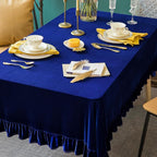 Velvet Tablecloth Luxurious Solid Rectangle Table Cloth,Oblong Retro Farmhouse Ruffle Tablecloths Washable Table Cover for Party Wedding Baby Shower Kitchen Dinning Tabletop Decoration