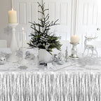 3 Pack 29x108 Inch Silver Foil Fringe Table Skirts Metallic Banner for Tinsel Streamer Garland Backdrop for Parade Floats Wedding Thanksgiving Birthday Christmas Halloween Party Decoration