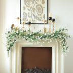 Mizii White Artificial Flower Garland 6FT Fake Wildflower Floral Garland Hanging Vines Spring Summer Flowers Decorations for Mantle Table Centerpieces Room Wall Fireplace Wedding Decor (White)