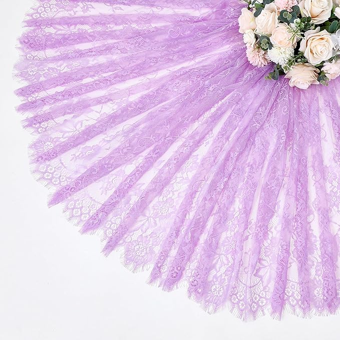 Light Purple Tablecloth Outdoor Lace Table Fabric 2pcs 60x120 Inch for Farmhouse Rustic Wedding Bridal Shower Party Decoration Rectangle Overlay Vintage Embroidered Reception Table Cloth Decor