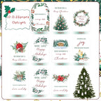 100PCS Christmas Gift Tags 10 Styles Watercolor Christmas Tree Pinecone Tags with String Celebrations Tag for Present Wrapping Xmas Holiday Seasonal Party Favors