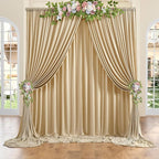 10ft x 10ft Wrinkle Free Beige Backdrop Curtain for Wedding Parties, Thick Polyester Photo Backdrop Drapes for Baby Shower Engagement Birthday Party Backdrop Stand,5ft x 10ft 2 Panels