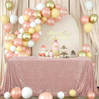 OQSQ Rosegold Rectangle Sequin Tablecloth - 60x102 inch, Glitter Drape Table Cloth, Sparkle Sequence Table Overlays for Wedding Birthday Party Baby Bridal Shower