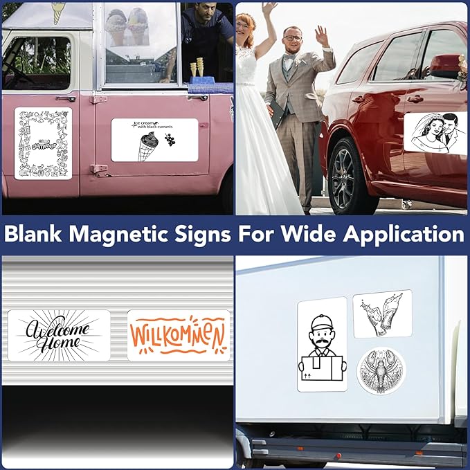 DIYMAG 2Pcs Blank Car Magnets, 24x12 Inch Cars Door Magnet Signs Rounded Corners Flexible Magnetic Bumper Sticker to Advertise Cover Logo Prevent Vehicle Scratches Dents