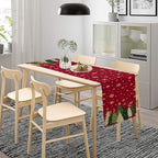 Merry Christmas Table Runner,Red Christmas Tree Snowflake Winter Seasonal Table Cloth Kitchen Dining Table Decoration for Home Party Decor 13x70 Inch