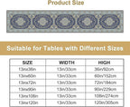Boho Bohemia Style Blue Teal Table Runner, Country Rustic Farmhouse Magical Abstract Print Pattern for Home Kitchen Table Decor Dining Coffee Room Garden Party Decor 13x90in