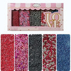 Confect Edible Sprinkles for Cake Decorating - Red Jimmies, Blush Pink Red Gun Metal Silver Pearl Mix with Navy Sparkling Sugar | Vegan, Gluten-Free, Dessert Topping - 5 Oz