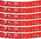 Red Foil Fringe Garland 10FT 6packs, Metallic Foil Tinsel Fringe Banners for Parade Float Decorations Wedding, Birthday Party Graduation (six Red)
