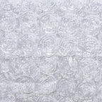Efavormart 90"x132" Wholesale Rectangle Table Cover White Grandiose Rosette 3D Satin Tablecloth for Wedding Party Event Decoration