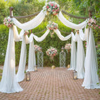 Wedding Arch Draping Fabric White Arch Drapes 4Panels Sheer Backdrop Curtain for Ceremony Wedding Arches Decor 19Ft Length x 28" Width