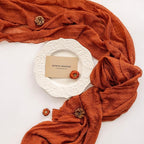 Keketo Fall Thanksgiving Table Runner Terracotta Rust Gauze 120 Inch 10 FT Rustic Burnt Orange Sheer Cheese Cloth for Bridal Shower Friendsgiving Party Centerpiece Decor Fall Decorations for Home
