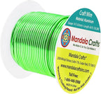 Mandala Crafts 14 Gauge Anodized Aluminum Craft Wire for Jewelry Making - 60 FT Colored Flexible Light Green Wire - Bendable for Bonsai Armature Crafting Sculpting