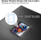 Trading Card Binder 4 Pocket with Display Window, 400 Cards Capacity Card Binder, Waterproof PU Leather Photocard Baseball Card Binder for MTG, TCG, Sports Cards, Black w/Clear Display Window